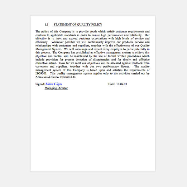 Abrasives and Screw Products ltd | Statement of quality policy
